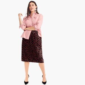 NWT J. Crew Rose Leopard Printed Pull-On Velvet Skirt size XS